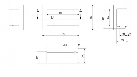 Биокамин Kratki DELTA/P/700 угловая по цене 